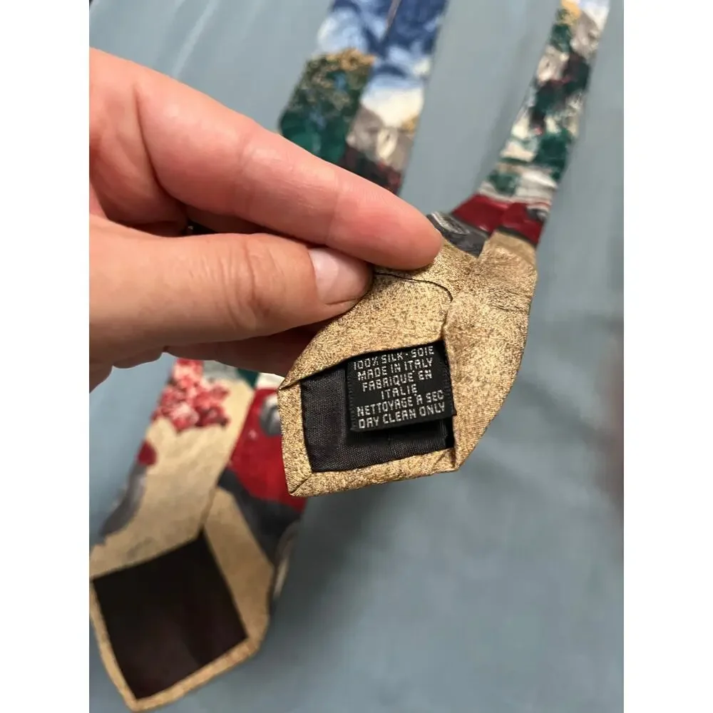 Art of Ties Silk Necktie Scenic Car Print Italian Made Vintage Style